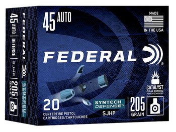 Federal Syntech Defense 45ACP 205gr Segmented Jacketed Hollow Point Per/10 Case