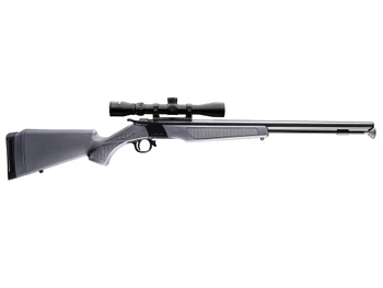 CVA PR2119SCP Wolf w/Optic 50 Cal 24" Blued Steel Barrel & Drilled & Tapped Steel Receiver, Fixed Stealth Gray Synthetic Stock, KonusShot 3-9x32mm