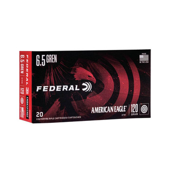 Federal American Eagle Hyper Velocity Centerfire Ammunition, 6.5mm Grendel, Jacketed Hollow Point, 120 Grain - 20 Cartridge Box ( 20 / 1 )