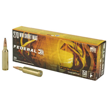 Federal Fusion Hyper Velocity Centerfire Ammunition, 270 WSM, Bonded Soft Point, 150 Grain - 20 Cartridge Box ( 20 / 1 )