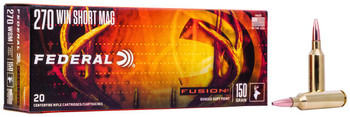 Federal Fusion Hyper Velocity Centerfire Ammunition, 270 WSM, Bonded Soft Point, 150 Grain - 20 Cartridge Box ( 20 / 1 )
