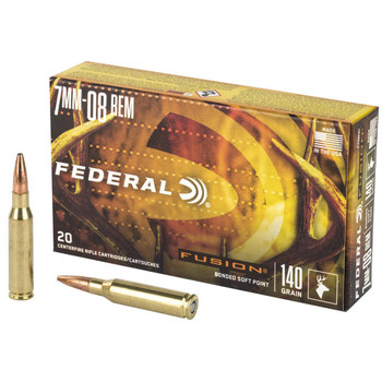 Federal Fusion Hyper Velocity Centerfire Ammunition, 7mm-08 Remington, Bonded Soft Point, 140 Grain - 20 Cartridge Box ( 20 / 1 )