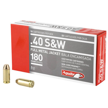 Aguila Ammunition Subsonic Centerfire Ammunition, 40 Smith & Wesson, Full Metal Jacket, 180 Grain - 50 Cartridge Box ( 50 / 1 )