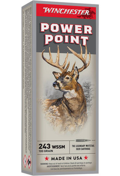 Winchester Power-Point Hyper Velocity Centerfire Ammunition, 243 WSSM, Power Point, 100 Grain - 20 Cartridge Box ( 20 / 1 )