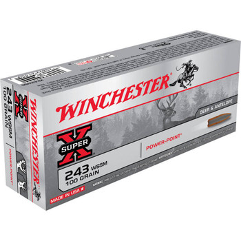 Winchester Power-Point Hyper Velocity Centerfire Ammunition, 243 WSSM, Power Point, 100 Grain - 20 Cartridge Box ( 20 / 1 )