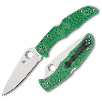 Spyderco C10FPGR Endura 4 Lightweight 3.75 Folding Clip Point Plain VG10 SS Blade Green BiDirectional Texturing FRN Handle Includes Pocket Clip UPC: 716104002962