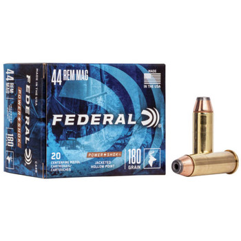Federal Power-Shok Hyper Velocity Centerfire Ammunition, 44 Rem Mag, Jacketed Hollow Point, 180 Grain - 20 Cartridge Box ( 20 / 1 )