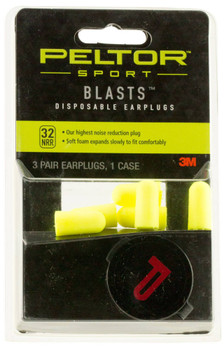 Peltor 97080 Sport Blast Earplugs Foam 32 dB In The Ear Yellow Adult 3 Pair UPC: 078371970802