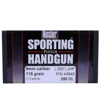 Nosler 44848 Assured Stopping Power  9mm .355 115 gr Jacketed Hollow Point 250 Per Box UPC: 054041448482
