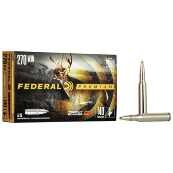 Federal Trophy Bonded Hyper Velocity Centerfire Ammunition, 270 Winchester, Trophy Bonded Tip, 140 Grain - 20 Cartridge Box ( 20 / 1 )