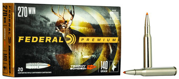 Federal Trophy Bonded Hyper Velocity Centerfire Ammunition, 270 Winchester, Trophy Bonded Tip, 140 Grain - 20 Cartridge Box ( 20 / 1 )
