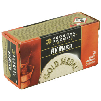 Federal Gold Medal HV Match High Velocity Rimfire Ammunition, 22 LR, Lead Round Nose, 40 Grain - 50 Cartridge Box ( 50 / 1 )