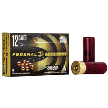 Federal Personal Defence 12 Gauge Shotshell Ammunition, 2 3/4 Inch, 1145 FPS, 9 Pellet, #00 Buck - 5 Cartridge Box ( 5 / 1 )
