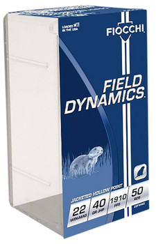 Fiocchi Field Dynamics Hyper Velocity Rimfire Ammunition, 22 WMR, Jacketed Hollow Point, 40 Grain - 50 Cartridge Box ( 50 / 1 )