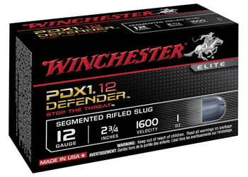 Winchester Defender PDX1 12 Gauge Slug Ammunition, 2 3/4 Inch, 1600 FPS, 1 Ounce, Segmented Rifled Slug - 10 Cartridge Box ( 10 / 1 )