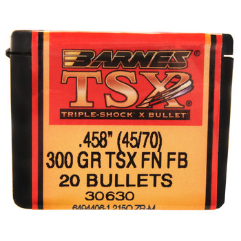 Barnes Bullets 30630 TSX  4570 Gov .458 300 gr TSX Flat Base Flat Nose 20 Per Box UPC: 716876458431