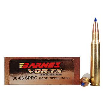 Barnes Vor-TX Hyper Velocity Centerfire Ammunition, 30-06 Springfield, Tipped TSX Boat Tail, 150 Grain - 20 Cartridge Box ( 20 / 1 )
