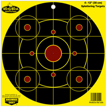 Birchwood Casey 35912 Dirty Bird SightIn Circle Paper Hanging PistolRifle 12 BlackRed 4 Per Pkg UPC: 029057359121