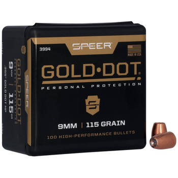 Speer 3994 Gold Dot Personal Protection 9mm .355 115 gr Hollow Point 100 Per Box 5 Case UPC: 076683039941