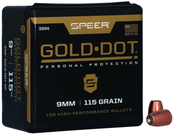 Speer 3994 Gold Dot Personal Protection 9mm .355 115 gr Hollow Point 100 Per Box 5 Case UPC: 076683039941