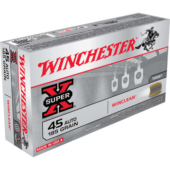 Winchester Ammo WC451 Super X  45 ACP 185 gr Winclean Brass Enclosed Base 50 Per Box 10 Case UPC: 020892211681