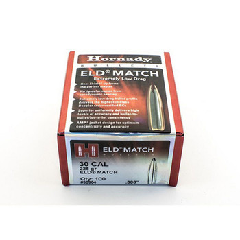 Hornady 30904 ELD Match  30 Cal .308 225 gr Extremely Low Drag Match 100 Per Box 15 Case UPC: 090255309041