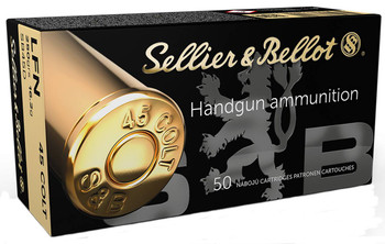 Sellier & Bellot Handgun Subsonic Centerfire Ammunition, 45 Colt, Lead Flat Nose, 250 Grain - 50 Cartridge Box ( 50 / 1 )