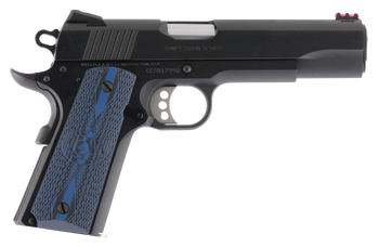 Colt Mfg O1970CCS Competition Government 45 ACP 8+1 5" Stainless National Match Barrel, Blued Serrated Carbon Steel Slide & Frame w/Beavertail, Blue Scalloped G10 Grip, Ambidextrous                   