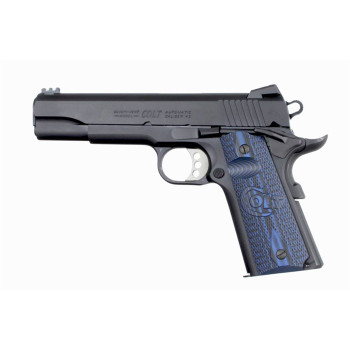Colt Mfg O1970CCS Competition Government 45 ACP 8+1 5" Stainless National Match Barrel, Blued Serrated Carbon Steel Slide & Frame w/Beavertail, Blue Scalloped G10 Grip, Ambidextrous                   
