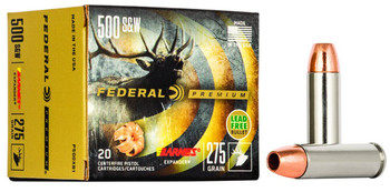 Federal Barnes Expander Hyper Velocity Centerfire Ammunition, 500 Smith & Wesson, Barnes Expander BRX, 275 Grain - 20 Cartridge Box ( 20 / 1 )