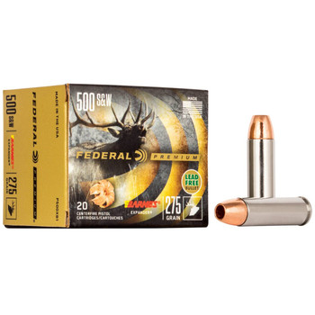 Federal Barnes Expander Hyper Velocity Centerfire Ammunition, 500 Smith & Wesson, Barnes Expander BRX, 275 Grain - 20 Cartridge Box ( 20 / 1 )