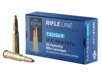PPU PP76254S Metric Rifle 7.62x54mmR 150gr Soft Point Boat Tail 20 Per Box/10 Case