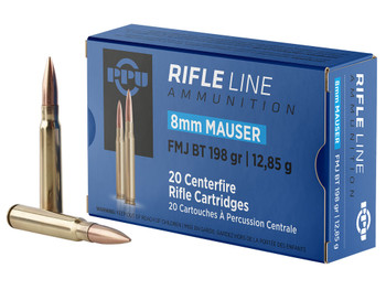 PPU PP8F Metric Rifle 8mmMauser 198gr Full Metal Jacket Boat Tail 20 Per Box/10 Case