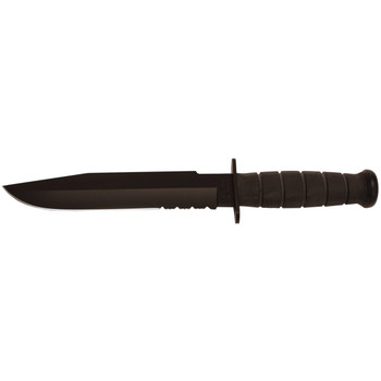 KaBar 1271 Fighter  8 Fixed Clip Point Part Serrated Black 1095 CroVan Blade Black Kraton G Handle Includes Sheath UPC: 617717212710