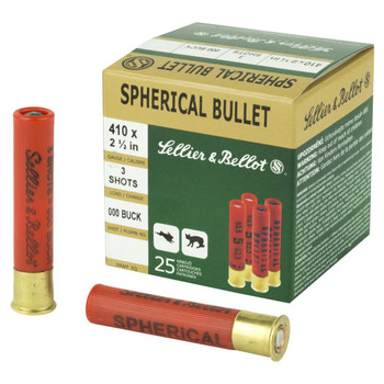 Sellier & Bellot Spherical Bullet 410 Bore Shotshell Ammunition, 2 1/2 Inch, 1247 FPS, 3 Pellet, #000 Buck - 25 Cartridge Box ( 25 / 1 )