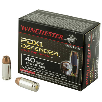 Winchester PDX1 Defender Standard Velocity Centerfire Ammunition, 40 Smith & Wesson, Bonded Jacket Hollow Point, 165 Grain - 20 Cartridge Box ( 20 / 1 )