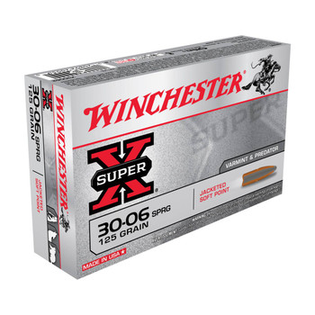 Winchester Super-X Hyper Velocity Centerfire Ammunition, 30-06 Springfield, Pointed Soft Point, 125 Grain - 20 Cartridge Box ( 20 / 1 )