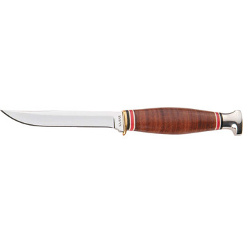 KaBar 1226 Little Finn  3.63 Fixed Clip Point Plain Polished 5Cr15MoV SS Blade Brown Leather Handle Includes Sheath UPC: 617717212260