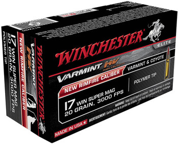Winchester Varmint HV V-Max Hyper Velocity Rimfire Ammunition, 17 WSM, PTJHP, 20 Grain - 50 Cartridge Box ( 50 / 1 )