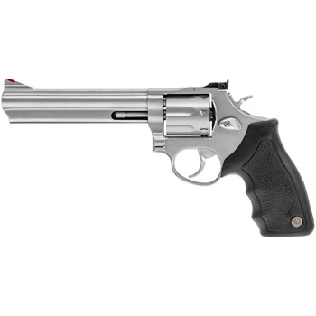 Taurus 2660069 66  38 Special P or 357 Mag 7 Shot 6 Barrel Overall Matte Finish Stainless Steel Finger Grooved Black Rubber Grip Adjustable Rear Sight UPC: 725327200185