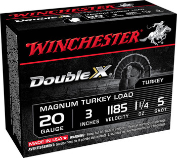 Winchester Double X 20 Gauge Shotshell Ammunition, 3 Inch, 1185 FPS, 1 1/4 Ounce, #5 Shot - 10 Cartridge Box ( 10 / 1 )