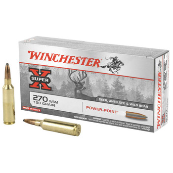 Winchester Super-X Hyper Velocity Centerfire Ammunition, 270 WSM, Power Point, 150 Grain - 20 Cartridge Box ( 20 / 1 )