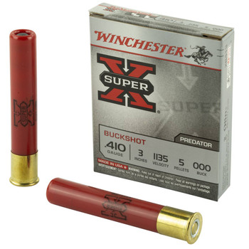 Winchester Super-X 410 Bore Shotshell Ammunition, 3 Inch, 1135 FPS, 5 Pellet, #000 Buck - 5 Cartridge Box ( 5 / 1 )