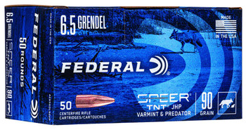 Federal Varmint & Predator Hyper Velocity Centerfire Ammunition, 6.5mm Grendel, Jacketed Hollow Point, 90 Grain - 50 Cartridge Box ( 50 / 1 )