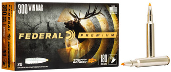 Federal Trophy Bonded Hyper Velocity Centerfire Ammunition, 300 Winchester, Trophy Bonded Tip, 180 Grain - 20 Cartridge Box ( 20 / 1 )