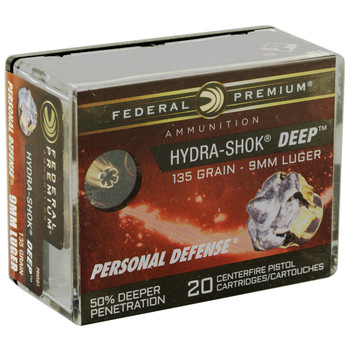 FED HYDRA-SHOK DEEP 9MM 135GR HP 20/ UPC: 604544637083