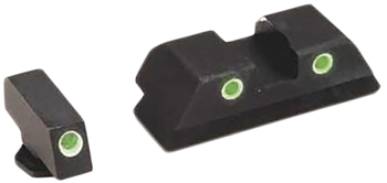 AmeriGlo GL113 Classic Tritium Sight Set for Glock  Green Tritium White Outline Front Sight-Green Tritium White Outline Rear Sight                                                                      