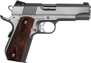 Dan Wesson 01912 Commander Classic *CA Compliant 45 ACP 8+1 4.25" Stainless Match Grade Barrel, Brushed Stainless Steel Serrated Slide & Bobtail Frame, Wood Grip, Ambidextrous                         
