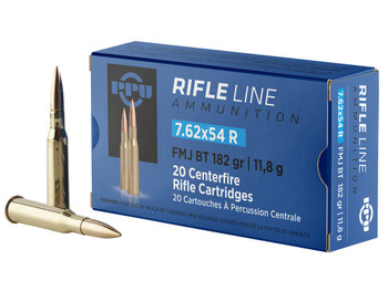 PPU PP76254F Metric Rifle 7.62x54mmR 182gr Full Metal Jacket Boat Tail 20 Per Box/10 Case