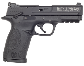 Smith & Wesson 108390 M&P 22  Compact Frame 22 LR 10+1, 3.60" Black Steel Barrel, Black Hard Coat Anodized Serrated Slide, Black Polymer Frame w/Picatinny Rail Frame & Grip, Ambidextrous, Thumb Safety
